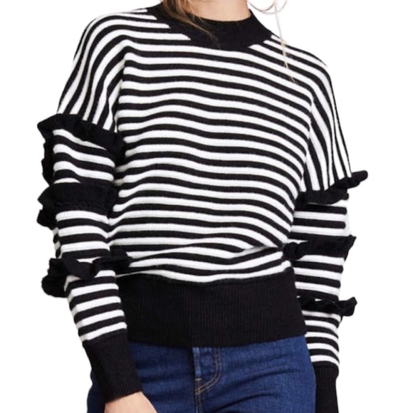 Striped Ribbed Thick Knit Sweater By English Factory Size M - Picture 3 of 4